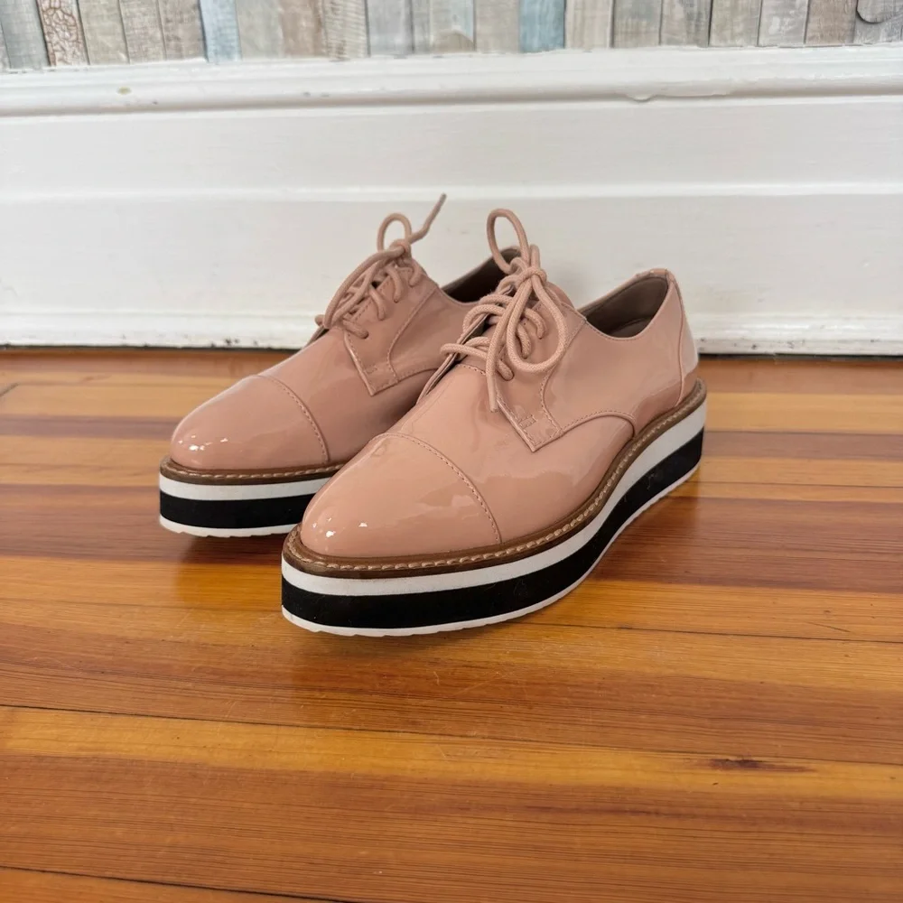 Halogen Atlantic-Pacific 6 Gabriela Platform Derby Oxford Lace Up Patent Leather